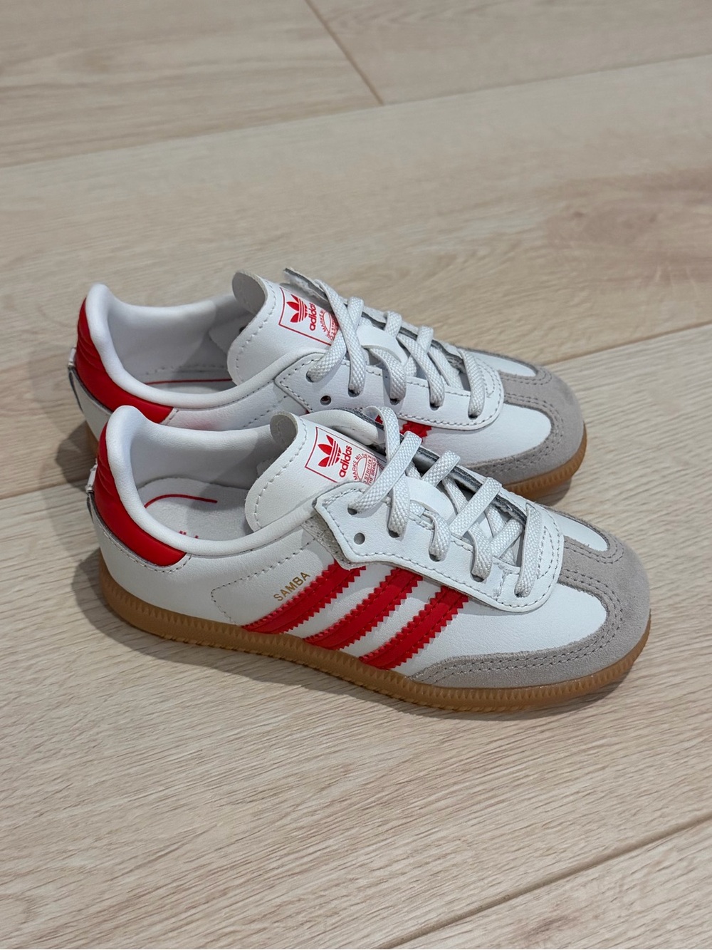 adidas White and Red Samba-Style Leather Sneakers